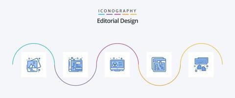 Editorial Design Blue 5 Icon Pack inklusive Bildung. kreativ. Design. Browser. Kontrolle vektor