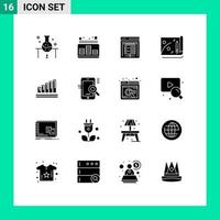 16 kreative Symbole moderne Zeichen und Symbole von Analysedatei-Musikleistungsdatenserver editierbare Vektordesign-Elemente vektor