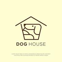 kreativ hund hus logotyp vektor med linje konst stil, enkel sällskapsdjur Lagra logotyp design inspiration