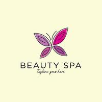 Butterfly Beauty Spa Logo-Design-Vorlage, am besten für Beauty-Frauen und Entspannungsbehandlungen Vektorkonzepte vektor