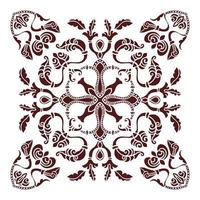 Handzeichnung Mandala-Element, Silhouette in Marsala-Farbe. im italienischen Majolika-Stil vektor