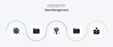 data förvaltning glyf 5 ikon packa Inklusive redskap . sortera. mapp . tratt . filtrera vektor