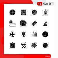 Stock Vector Icon Pack mit 16 Zeilenzeichen und Symbolen für maßstabsgetreue Bausicherheit Muttergeschenk editierbare Vektordesign-Elemente