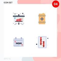 4 flaches Icon-Pack der Benutzeroberfläche mit modernen Zeichen und Symbolen von Business Day Sales Oil Barrel Love editierbare Vektordesign-Elemente vektor