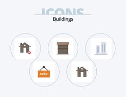 Gebäude flach Icon Pack 5 Icon Design. die Architektur. Garage. Gebäude. Gebäude. Minus- vektor