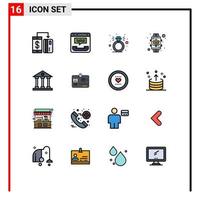 Stock Vector Icon Pack mit 16 Zeilenzeichen und Symbolen für Banking Watch Kontakt Smart Ring editierbare kreative Vektordesign-Elemente