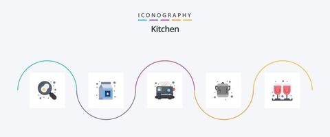 Küchenwohnung 5 Icon Pack inklusive . Saft. elektrisch. Glas. Küche vektor