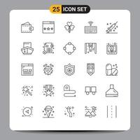 uppsättning av 25 modern ui ikoner symboler tecken för typ tangentbord Sök hårdvara blomma redigerbar vektor design element