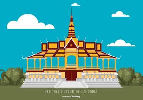 Flat Style Kambodja National Museum Illustration vektor