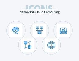 Netzwerk und Cloud-Computing blaues Icon Pack 5 Icon Design. Technologie. elektronisch. Forschung. Gerät. teilen vektor