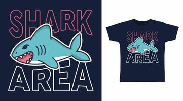 T-Shirt-Design mit Hai-Bereichsvektorillustration und andere Verwendungen. vektor