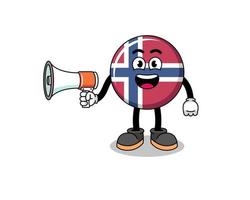 norwegen-flaggen-karikaturillustration, die megaphon hält vektor