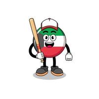 kuwait flagga maskot tecknad serie som en baseboll spelare vektor