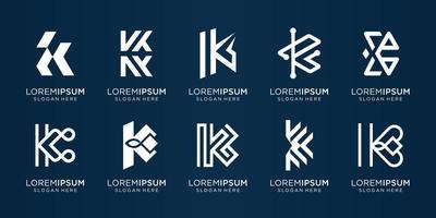 satz kreativer monogrammbuchstabe k logo template.icons für business,technology,inspiration,illustration. Premium-Vektor vektor