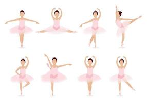 uppsättning av skön liten flicka i en rosa tutu. söt liten ballerina är dans. vektor illustration isolerat på vit bakgrund