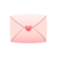 rosa kuvert med hjärta. hjärtans dag dekoration. isolerat tecknad serie vektor illustration