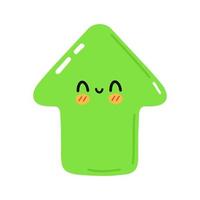 süßes lustiges grünes Pfeilsymbol. vektor hand gezeichnete karikatur kawaii charakter illustration symbol. isoliert auf weißem Hintergrund. grüner Pfeil nach oben