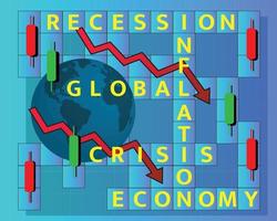 globale Wirtschaftskrise Rezession Inflation 2023 vektor