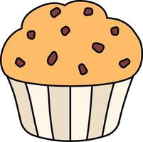 Muffin-Schokoladensplitter-Dessert-Symbol Element Illustration farbiger Umriss vektor