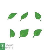 Blatt-Icon-Set. grüne pflanze, baum, natur, blumen, organisch, umweltkonzeptsammlung. einfacher flacher Stil. Vektor-Illustration isoliert auf weißem Hintergrund. Folge 10. vektor