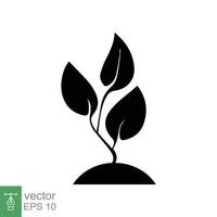 fröplanta ikon. enkel platt stil. utsäde, ungt träd, växt gro, små träd tillväxt, blad, eco begrepp. fast, glyf symbol. vektor illustration design isolerat på vit bakgrund. eps 10.