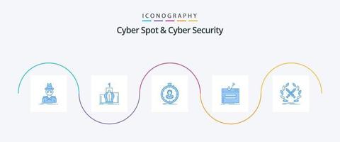 Cyber Spot und Cyber Security Blue 5 Icon Pack inklusive Login. der Betrug. Monarchie. Mädchen. Stoppuhr vektor