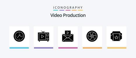 Videoproduktion Glyph 5 Icon Pack inklusive Fernsehen. Film . Kino . Video. kreatives Symboldesign vektor