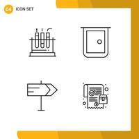 Linienpackung mit 4 universellen Symbolen der Rohrrichtung medizinischer Torzeiger editierbare Vektordesign-Elemente vektor