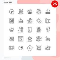 mobile schnittstellenlinie satz von 25 piktogrammen von bearbeitbaren vektordesignelementen für risikofonds-wasserkapitalküche vektor