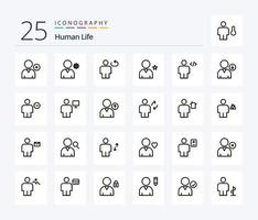menschliches 25-Zeilen-Icon-Paket inklusive Code. Benutzerbild. Mensch. Benutzer. Freund vektor