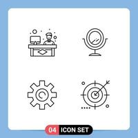Aktienvektor-Icon-Pack mit 4 Zeilenzeichen und Symbolen für Chat-Benutzer, die mit dem Zahnradmotor editierbare Vektordesign-Elemente bearbeiten vektor
