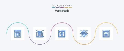 Web Pack Blue 5 Icon Pack inklusive Informationssicherheit. Internet. Bleistift. Globus. Split-Tests vektor