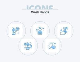 Hände waschen blau Icon Pack 5 Icon Design. Hände. Hand. Reinigung. Corona. Lotion vektor