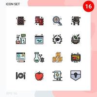 uppsättning av 16 modern ui ikoner symboler tecken för kemisk Utrustning inlärning kött utbildning stol redigerbar kreativ vektor design element