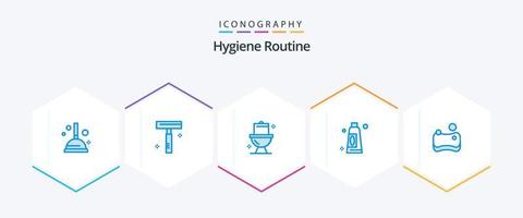 Hygiene-Routine 25 blaues Icon-Paket inklusive . hygienisch. Reinigung. Reinigung. Reinigung vektor