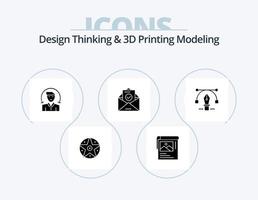 Design Thinking und D Printing Modeling Glyph Icon Pack 5 Icon Design. Bleistift. Bildung. Benutzer. Umschlag. Post vektor