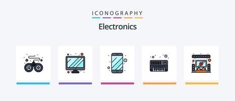 Elektronikzeile gefüllt 5 Icon Pack inklusive . elektrischer Turm. elektrisch. elektrisch. Maschine. kreatives Symboldesign vektor