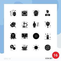 uppsättning av 16 modern ui ikoner symboler tecken för medicin herr kopp ledare vd redigerbar vektor design element