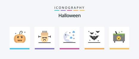 Halloween Flat 5 Icon Pack inklusive Tod. Nacht. Wolke. Halloween. Schläger. kreatives Symboldesign vektor