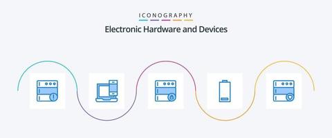 enheter blå 5 ikon packa Inklusive favorit. låg. databas. energi. elektrisk vektor
