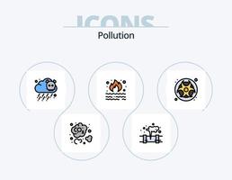 Verschmutzungslinie gefüllt Icon Pack 5 Icon Design. Umweltverschmutzung. Rauch. Energie. Umweltverschmutzung. Feuer vektor