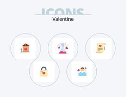 valentine platt ikon packa 5 ikon design. kärlek. alla hjärtans dag. kärlek. alla hjärtans dag. person vektor