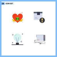 Stock Vector Icon Pack mit 4 Zeilenzeichen und Symbolen für Kleekonzept Aufmerksamkeit logistische elektrisch editierbare Vektordesign-Elemente