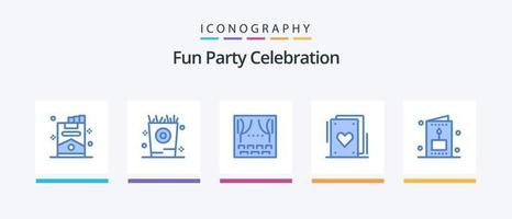 Party Blue 5 Icon Pack inklusive Kind. Karte. Feier. Party. Karten. kreatives Symboldesign vektor