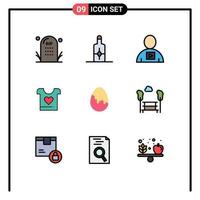 uppsättning av 9 modern ui ikoner symboler tecken för dekoration hjärta avatar kärlek video redigerbar vektor design element