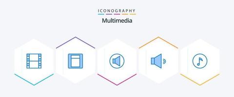 multimedia 25 blå ikon packa Inklusive . volym. vektor