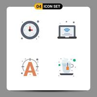 4 flaches Icon-Konzept für mobile Websites und Apps Uhr WLAN-Timer Internet-Text editierbare Vektordesign-Elemente vektor
