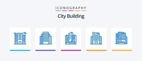 City Building Blue 5 Icon Pack inklusive. Gebäude. Gebäude. kreatives Symboldesign vektor