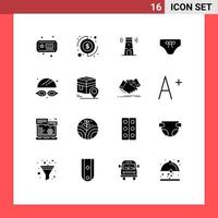 uppsättning av 16 modern ui ikoner symboler tecken för vatten Kläder byggnad kläder strand redigerbar vektor design element