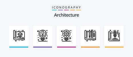 Architekturlinie 5 Icon Pack inklusive Idee. Wand. Gebäude. Konstruktion. Zeichnung. kreatives Symboldesign vektor